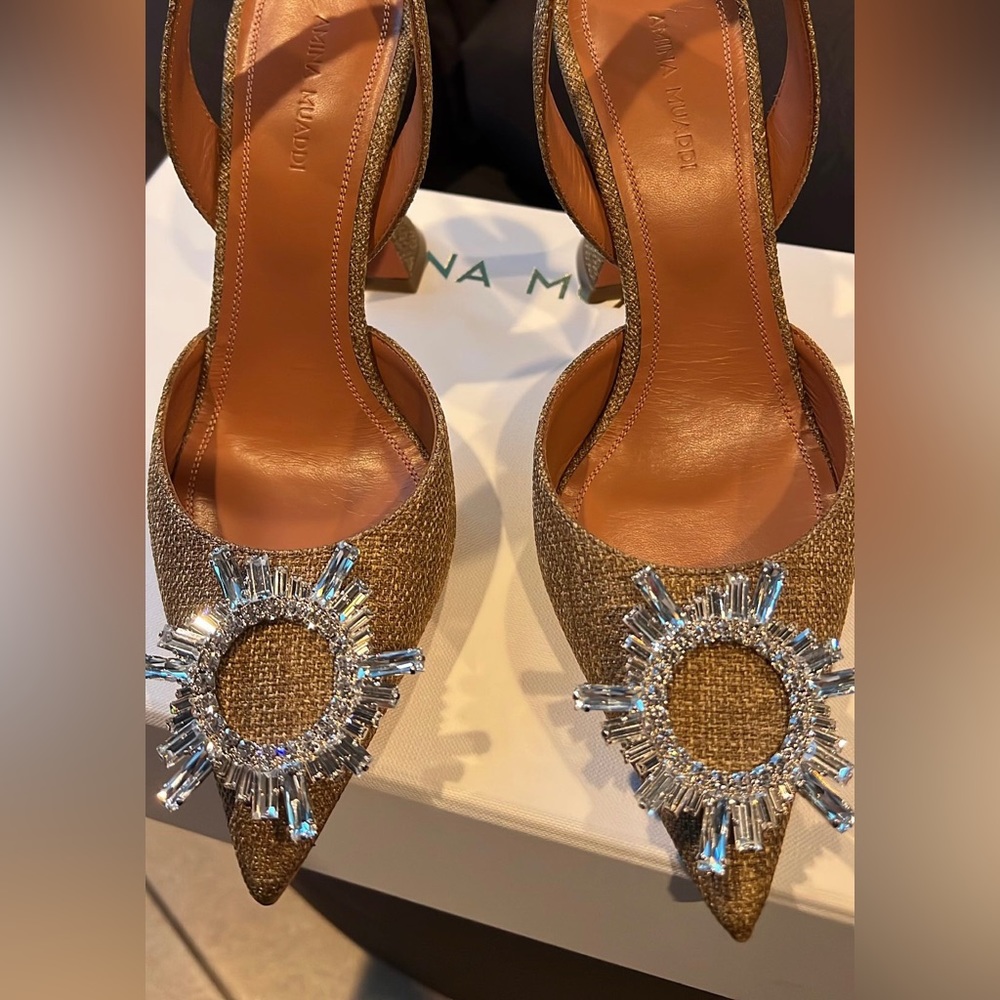 AMINA MUADDI
Begum sling 95 beige canvas pumps